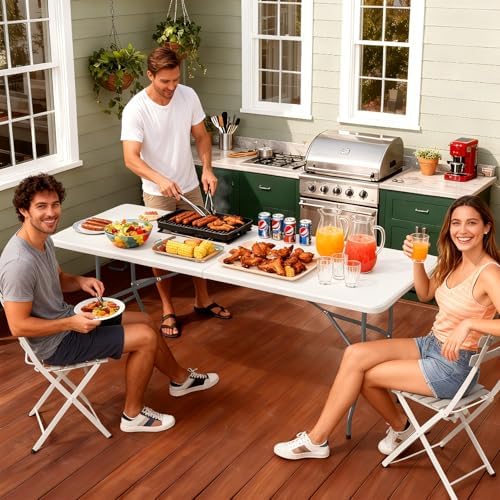 FDW | 6FT Folding Table | White | Portable Plastic Table