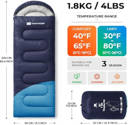 Sleeping Bags for Adults,Compact Lightweight Backpacking Sleeping Bag with Compression Sack for Youth, Camping Essentials Gearfor Hiking Travel Climbing Outdoor&Indoor Use