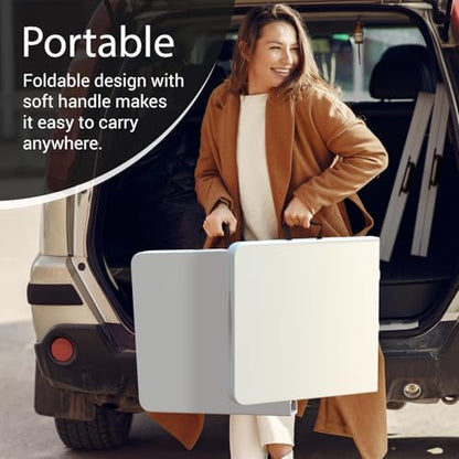 2 PACK of 4 Feet Foldable Table with Built in Handle & Steel Legs | 4 Foot Heavy Duty Portable | Perfect for Party, Dining, Wedding, Events, Picnic Indoor, Outdoor, Camping, Temporary