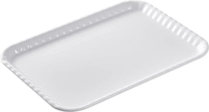 Blue Boat 15" x 11" Rectangular Serving Trays Set of 2 White, Melamine Serving Platter, Light Weight Easy to Clean Sturdy Stackable BPA-Free Dishwasher Safe