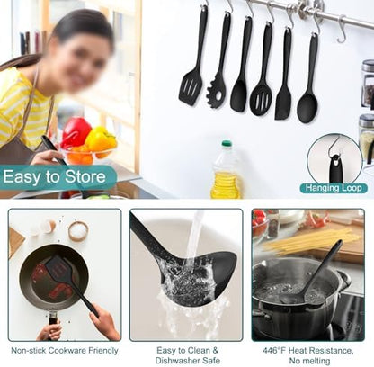 TeamFar Silicone Cooking Utensil Set of 7, Kitchen Cooking Utensil Set