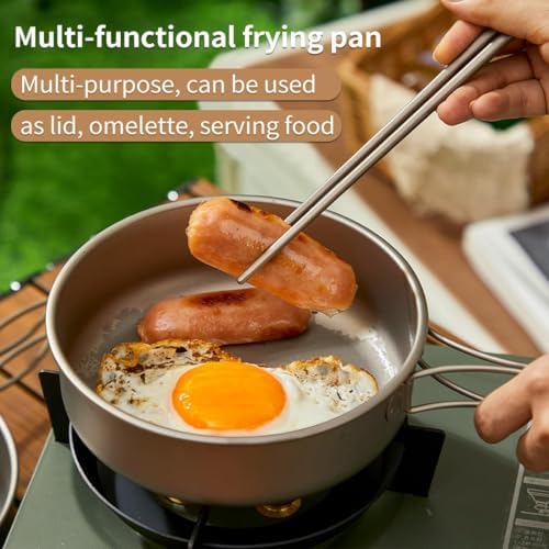 BY-J Titanium Camping Cookware 2200ML & 1200ML Titanium Pot with Lid, Camping Hanging Cookware Hiking Picnic Ultralight Bowl Tableware
