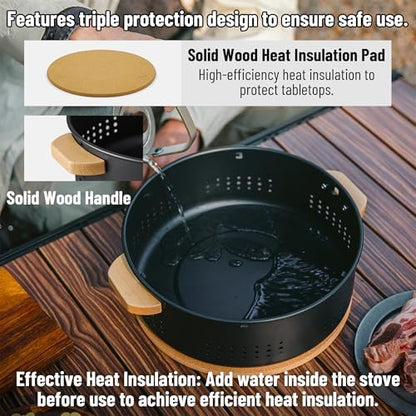 Naturehike Charcoal BBQ Grill with Heat Proof Mat, 11.8 INCH Small Grill