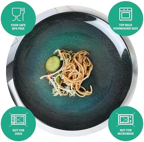 12pcs Plates and Bowls Set, Green Dinner Dishes Set