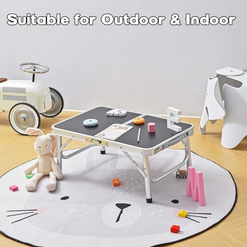YihuiKo Small Folding Table, 24"x 16" Adjustable Height Portable Camp Table