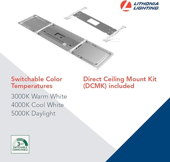 Lithonia Lighting CPANL 2x4 LED Flat Panel Light, 2 ft. by 4 ft. LED Light Panel, Ceiling Lighting Fixture, 4000 Lumens, 3500K/4000K/5000K Switchable CCT, Includes Direct Ceiling Mount Bracket, White