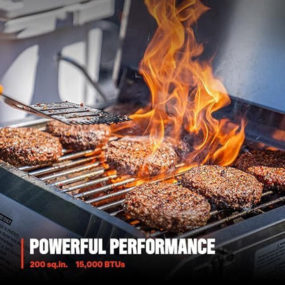 Monument Grills Tabletop Propane Gas Grill for Outdoor Portable Camping Cooking with 1 Pound Tank Adapter(2 items)