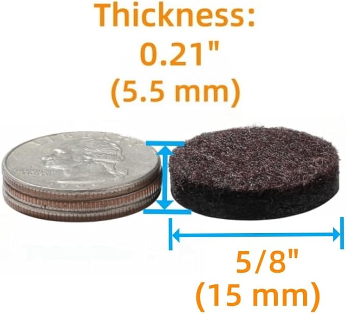 Furnigear Felt Furniture Pads for Hardwood Floors - Self Adhesive Chair Felt Pad, Floor Protector for Furniture Feet, Furniture Sliders Moving Furniture Smoothly, Anti Scratch 108 Pcs 5/8" Round Brown