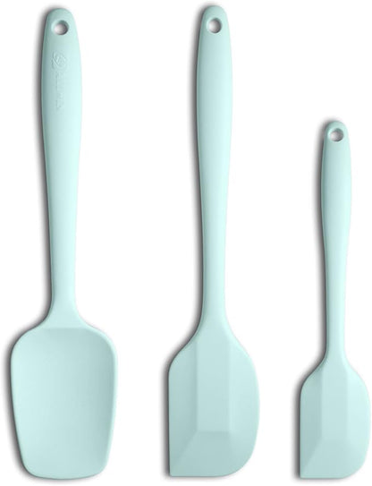 Silicone Spatula 3-piece Set, Ergonomic Handle High Heat-Resistant Spatulas, Non-stick Rubber Spatulas with Stainless Steel Core, Macaron Navy