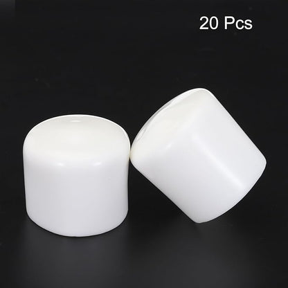 uxcell 20pcs Rubber End Caps 35mm ID Vinyl Round Tube Bolt Cap Cover Screw Thread Protectors White