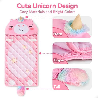 iPlay, iLearn Kid Sleeping Bag, Unicorn Slumber Sack, Toddler Girl Nap Mat