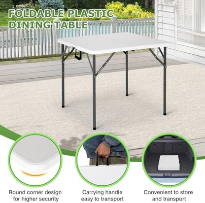 BestOffice | 34" Folding Table | White | Portable Plastic Table