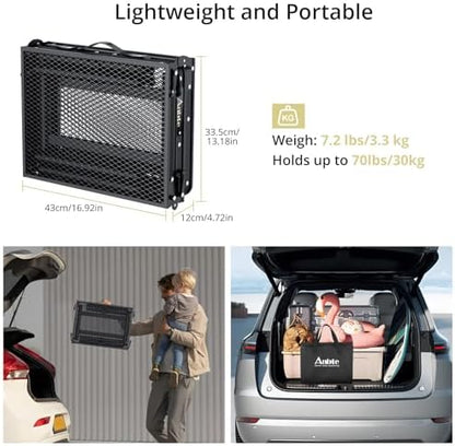 Anbte Folding Grill Table, 3ft Tri-Fold Aluminum Folding Table Adjustable Height Max 27.5" Grill Table with Mesh Desktop, Lightweight, Portable Handle for Outdoor Cooking BBQ Picnic (Black)