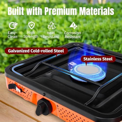 SHINESTAR 2 Burner Camping Stove, 17000 BTU Portable Propane Camp Stove