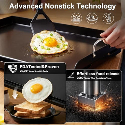 Pre-Seasoned Cast Iron Griddle, 25 x 16 in Flat Top Plate