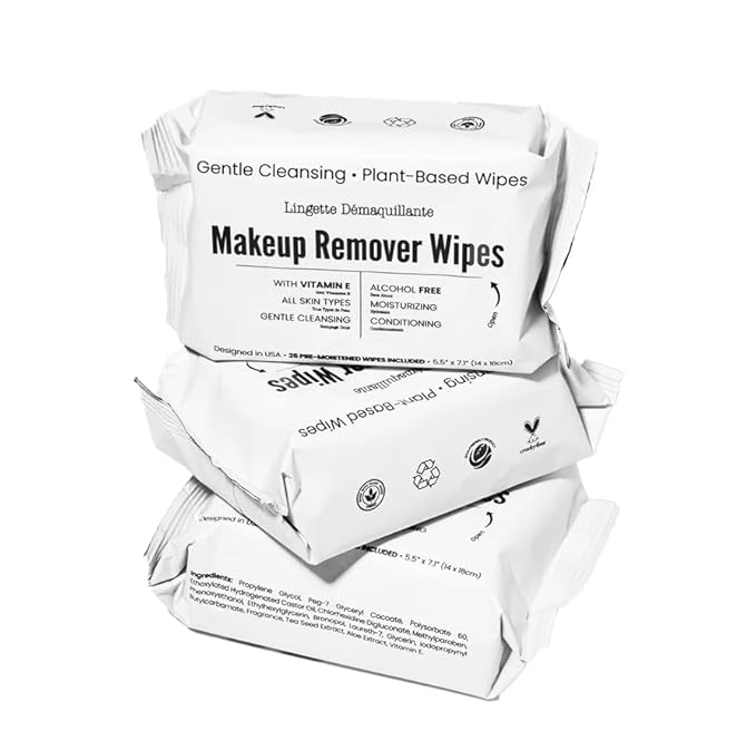 World Amenities - Bulk Makeup Remover Wipes - 25 Wipes per Bulk Pack - Resealable Packaging for Convenience
