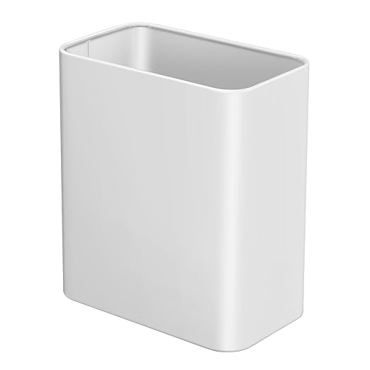 TIPGO Small Metal Trash Can, 2.1 Gallon Slim Trash Can for Bathroom, Wastebasket Garbage Bin for Bedroom, Office, Kitchen, Under Sink (White)