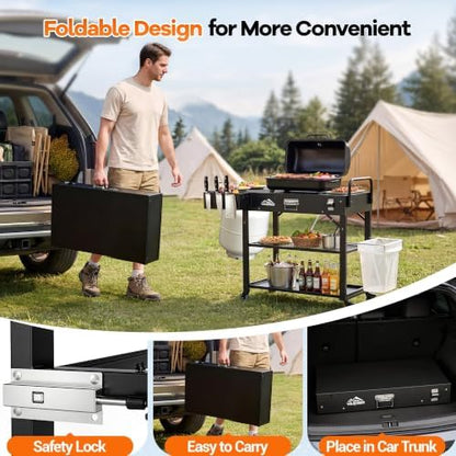 Grill Cart for Blackstone Griddle, Outdoor Grill Table Foldable for Ninja