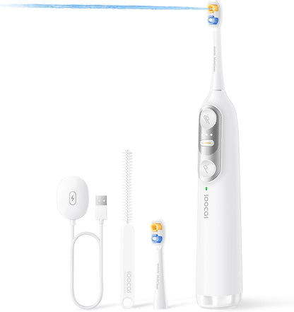 Soocas NEOS II - Electric Toothbrush with Water Flosser, Sonic Electric Toothbrush for Adults, Cordless Water Flosser for Travel, Portable Oral Irrigator, Up to 100% Plaque Removal, Pearl White