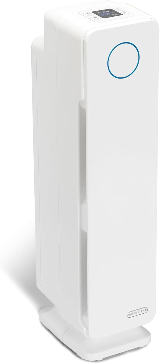 GermGuardian Air Purifier for Home with HEPA Pure Filter, for Wildfire Smoke, Pet Dander, Pollen, Odors, Large Rooms Up To 870 Sq. Ft., Removes 99.97% Pollutants, UV-C Light, 28", AC5350W, White