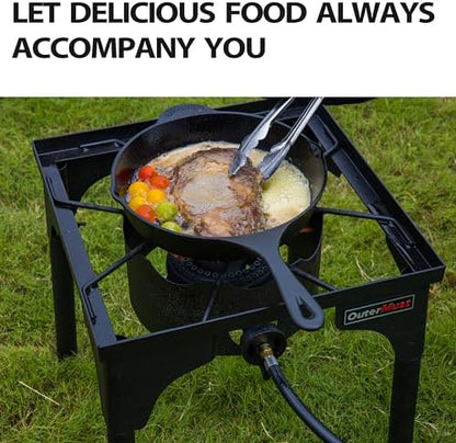 OuterMust Outdoor Propane Burner Camping Stove Gas Burner with Adjustable Legs Ideal for Camping, Home Brewing, Turkey Frying and Maple Syrup Boiling