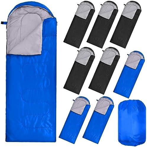Macarrie 10 Pcs Bulk Sleeping Bags for Adults 0 Degree Waterproof Emergency Sleeping Bags with Compression Sack for Camping Hiking Backpacking Outdoor Activities