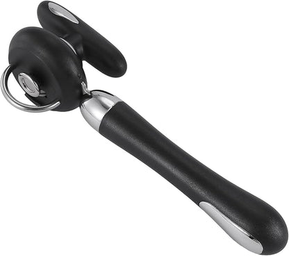 Can Opener Manual Tin Opener Stainless Steel Heavy Duty, Oversized Hand-held Easy Rotary Knob, Safe Cut Manual Can Opener with Non-Slip Handle, Smoother Cut Sharp Blade for Seniors Kitchen Tool, Black