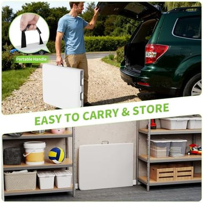 BestOffice | 6FT Folding Table | White | Portable Plastic Table