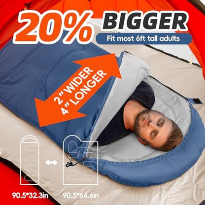 MEREZA Sleeping Bags XL for Adults Mens Large Wide Sleeping Bag for Camping