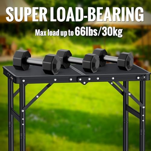 GARLLEN 2ft Camping Table 23.6" L x 15.7" W, 3 Adjustable Height Max 29.41"