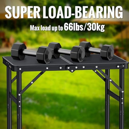GARLLEN 2ft Camping Table 23.6" L x 15.7" W, 3 Adjustable Height Max 29.41"