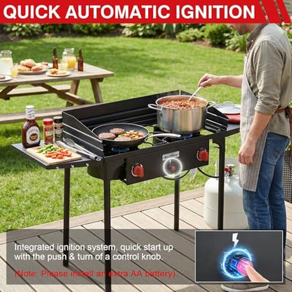 Bestfire 2 Burner Propane Stove, 150,000 BTU High Pressure Camping Burner