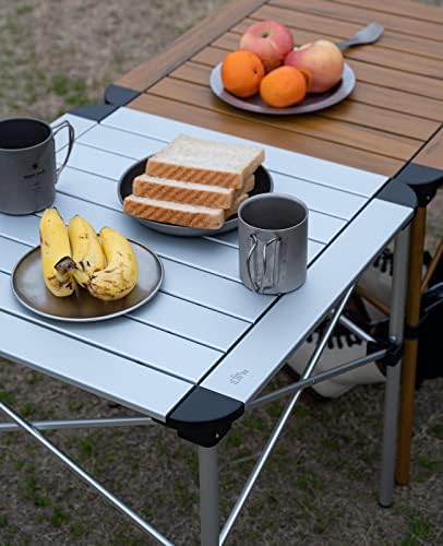 iClimb Lightweight Stable Alu. Folding Square Table Roll Up Top (Silver, M)