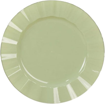 Efavormart 10 Pack | Sage Green 11" Round Plastic Dinner Plates, Disposable
