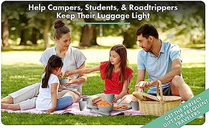 FOODLE Wheat Straw Dinnerware Set - RV, Camping, Picnic Plates Cups & Bowls