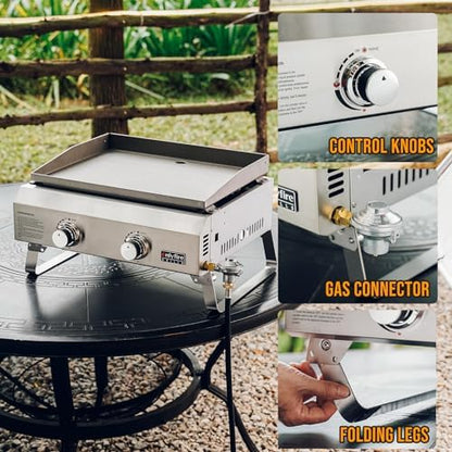 ONLYFIRE GRILLS Tabletop Gas Griddle 2 Burners, Propane Gas Stove, GS319