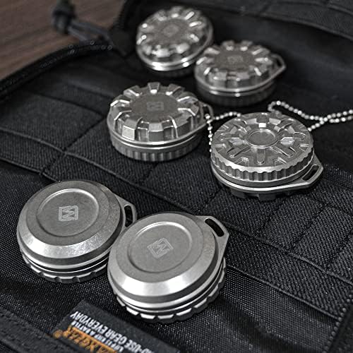 Titanium Waterproof Pill Case Travel Pill Organizer Bottle EDC Capsule Container Portable Pocket Metal Box with Chain for Camping, Hiking, Fishing Mecha Style, Magnetic Polishing