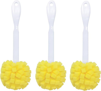 LOLA The Original Flower Shaped Kitchen Foam Sponge Bottle Brush, 3 Pack, No Slip Grip Handle, Dishwasher Safe