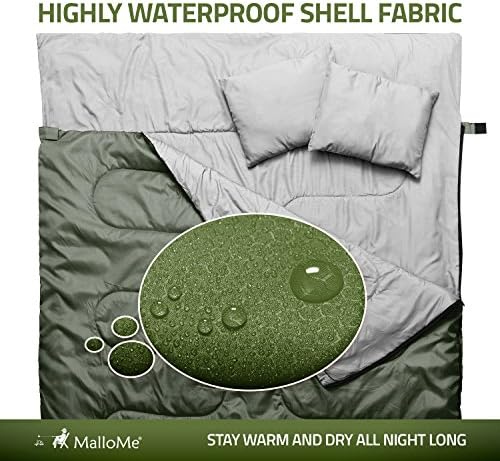 MalloMe Sleeping Bags for Adults Cold Weather & Warm - Backpacking Camping Sleeping Bag for Kids 10-12, Girls, Boys - Lightweight Compact Camping Essentials Gear Accessories Hiking Sleep Must Haves