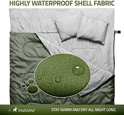 MalloMe Sleeping Bags for Adults Cold Weather & Warm - Backpacking Camping Sleeping Bag for Kids 10-12, Girls, Boys - Lightweight Compact Camping Essentials Gear Accessories Hiking Sleep Must Haves