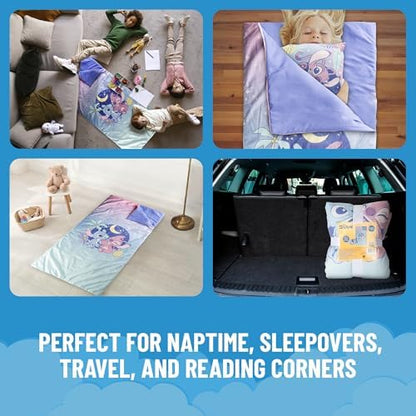 Jay Franco Kids Slumber Bag and Pillow - 54 x 27 Inch Comfy Indoor Sleeping Bag for School and Sleepovers, 2 Piece Set, Multi - Lilo & Stitch