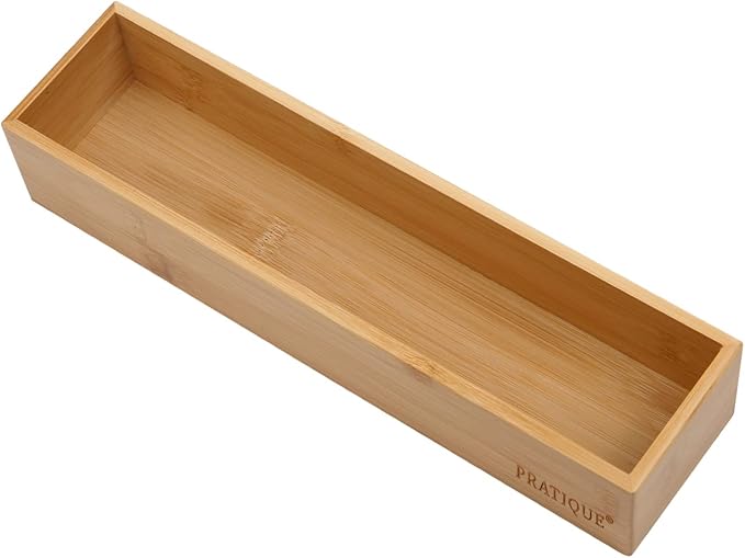 Bamboo Drawer Organizer - Kitchen Utensil Organizer Silverware Tray Cutlery Holder，Office Desk Supplies and Accessories (12x3x2.6 inch)