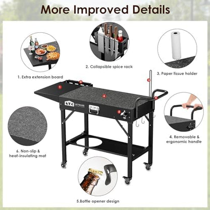 Leteuke Grill Cart for Blackstone Griddle, Portable Outdoor Grill Table