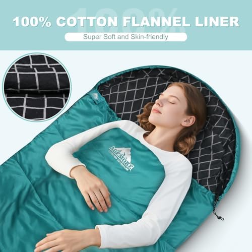 Cotton Flannel Sleeping Bag for Adults, Lightweight Sleeping Bag