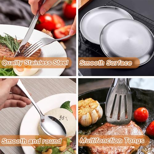 Camping Utensils, Camping Essentials 2-4 Person 11pcs/21PCS with Spoons Plates Forks Knives Travel Utensils with Case, Accessories Set for Grill Outdoor Car Picnic Essentials