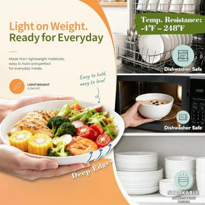 Wrova Modern Plates and Bowls Sets for 8,White Dinnerware Sets 40PCS Dishes