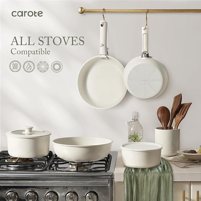 CAROTE 22pcs Pots and Pans Set Non Stick, Detachable Handle Cookware Sets