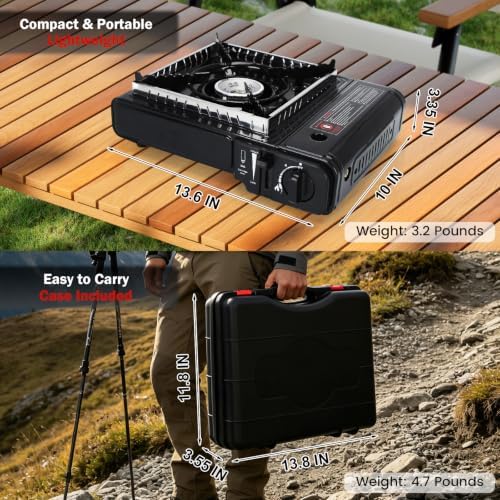 Dual Fuel Camping Stove,Portable Butane or Propane Single Burner Camp Stove
