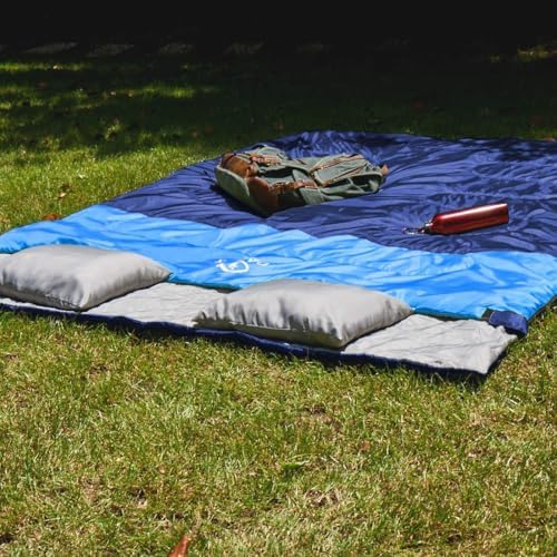 oaskys Double Sleeping Bag for Adults with 2 Pillows - Queen Size XL Waterproof Sleeping Bag for All Season Camping Hiking Backpacking 2 Person Sleeping Bags for Cold Weather & Warm
