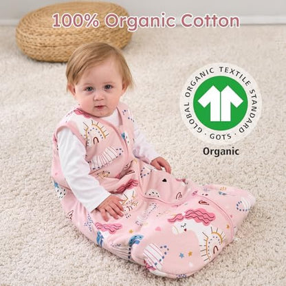 Yoofoss Baby Sleep Sack 6-12 Month 1.5TOG 100% Organic Cotton 2-Way Zipper